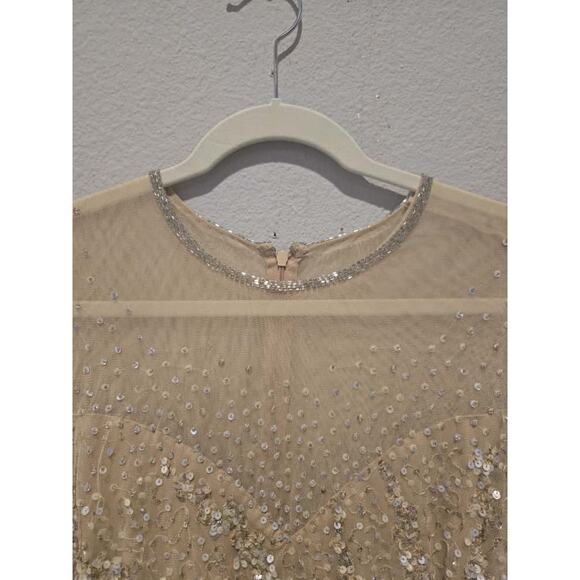 Mac Duggal Women's 5619 Plus Size 20 Nude Beige Beaded Sequin Gown Formal Dress - Picture 8 of 16